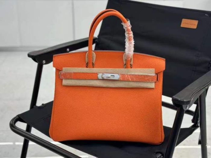 Genuine Togo Calfskin Leather Women Top Handle Bag