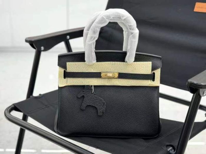Genuine Togo Calfskin Leather Women Top Handle Bag