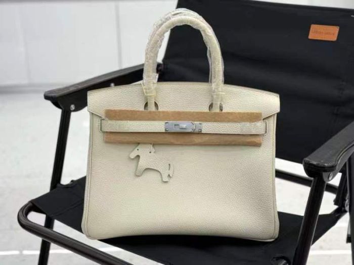 Genuine Togo Calfskin Leather Women Top Handle Bag