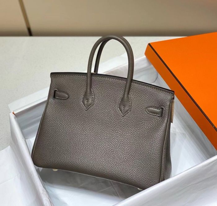 Genuine Togo Calfskin Leather Women Top Handle Bag