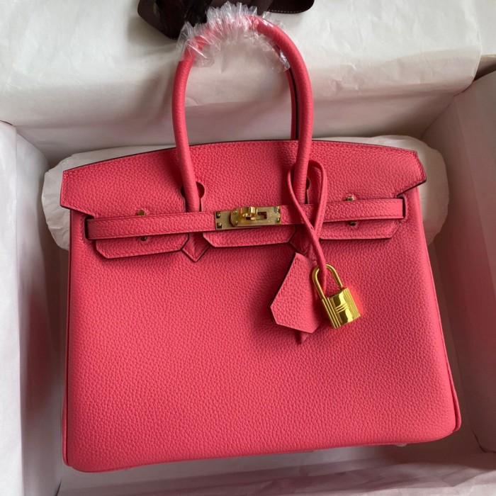 Genuine Togo Calfskin Leather Women Top Handle Bag