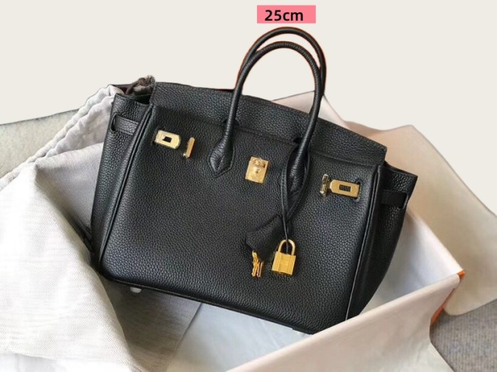 Genuine Togo Calfskin Leather Women Top Handle Bag