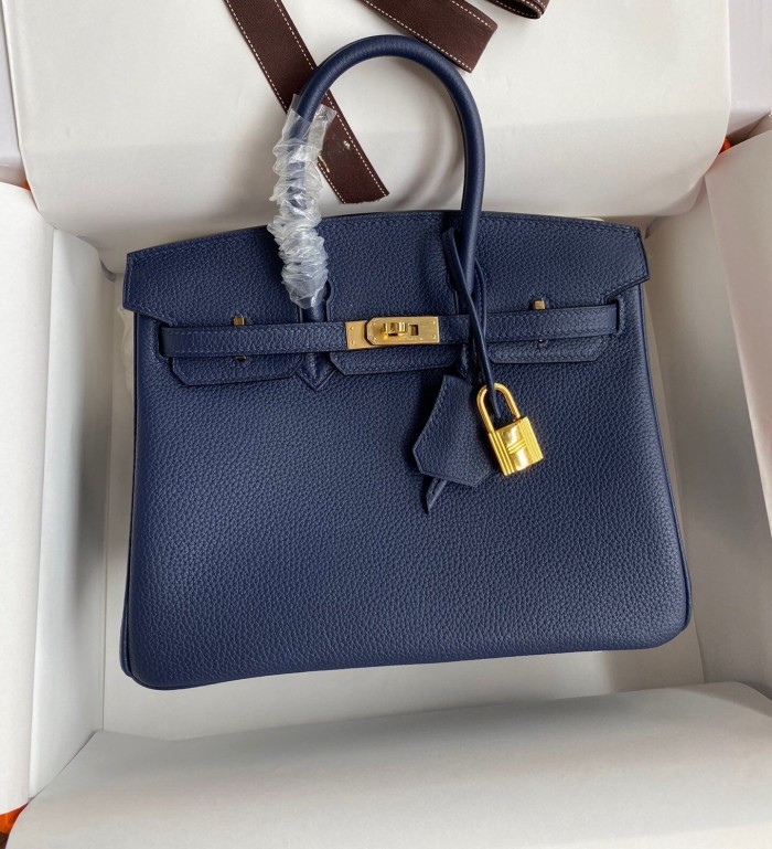 Genuine Togo Calfskin Leather Women Top Handle Bag