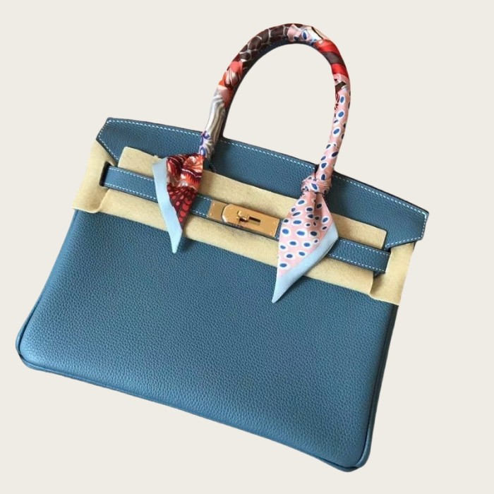 Genuine Togo Calfskin Leather Women Top Handle Bag