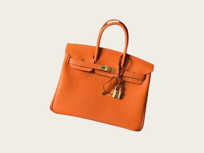 Genuine Togo Calfskin Leather Women Top Handle Bag