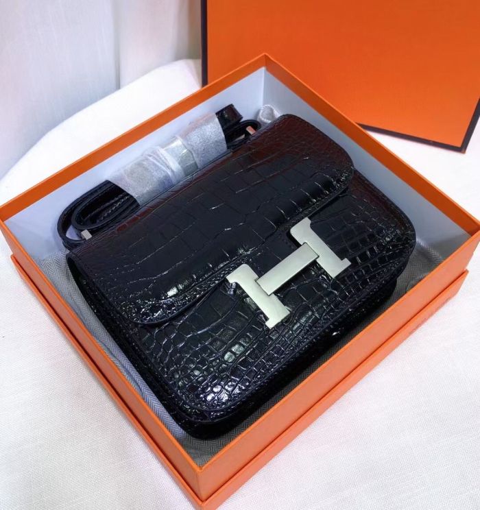 Genuine Leather Croco Grain Desiger Bag19cm