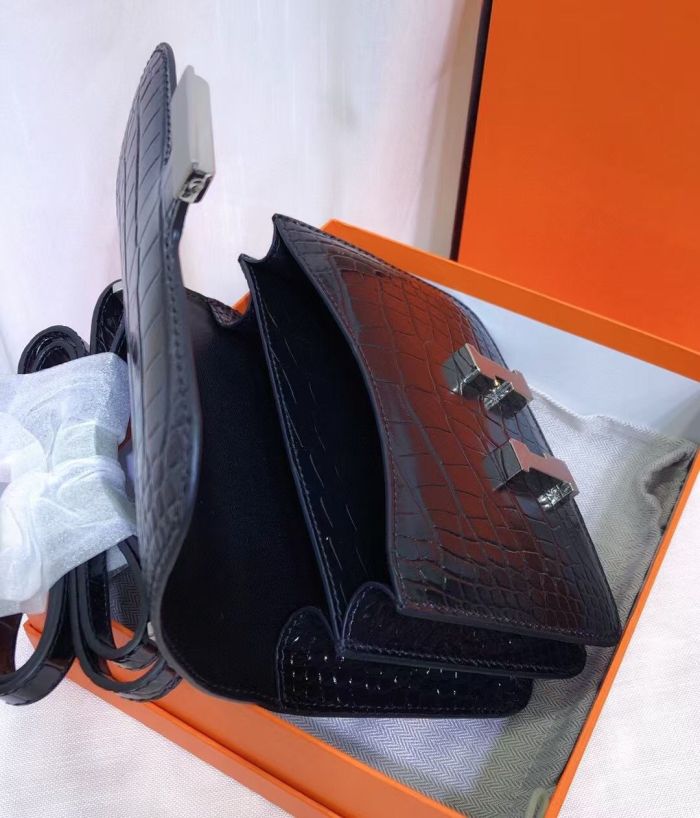Genuine Leather Croco Grain Desiger Bag19cm