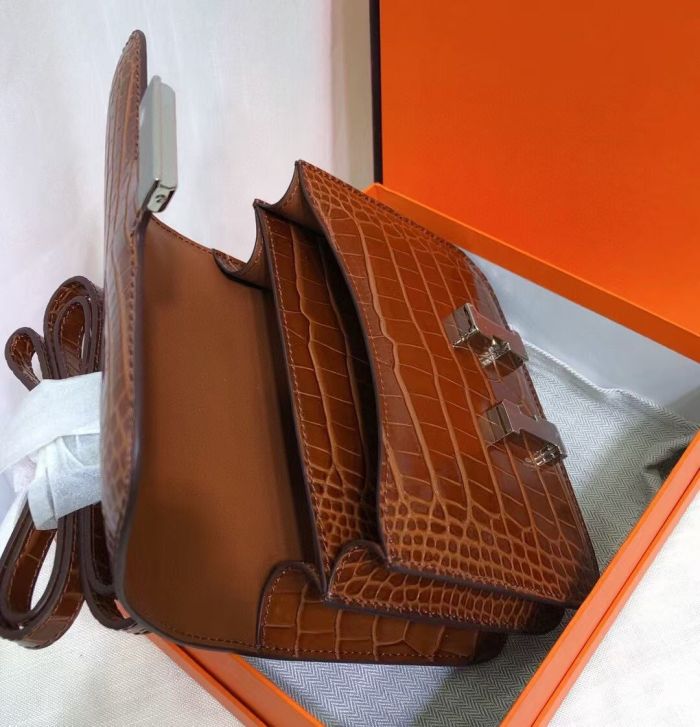 Genuine Leather Croco Grain Desiger Bag19cm