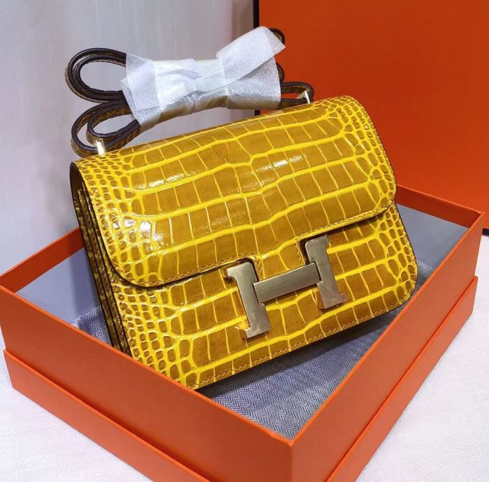 Genuine Leather Croco Grain Desiger Bag19cm