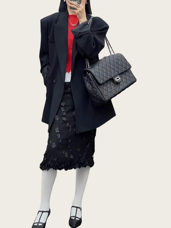 Large Genuine Leather Quilted Bag