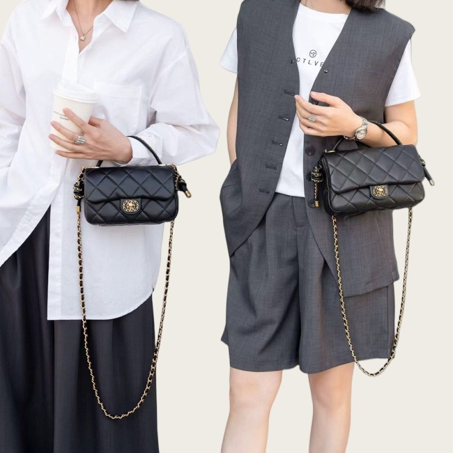 Leather Plaid Shoulder Bag