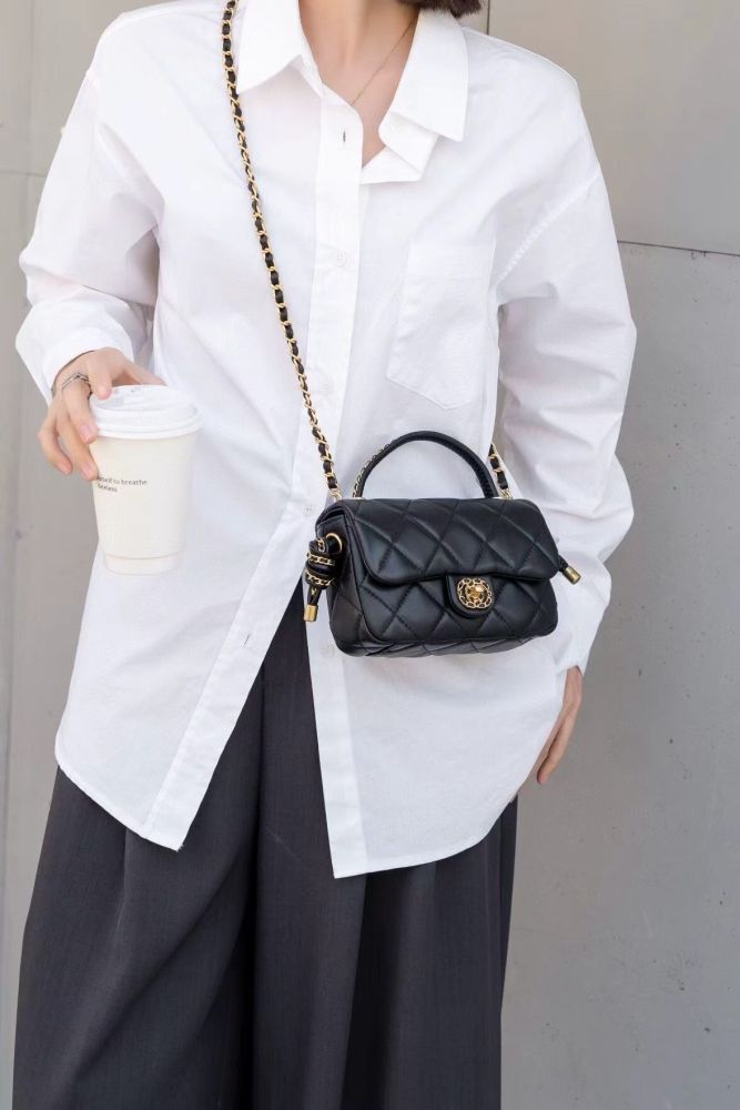 Leather Plaid Shoulder Bag