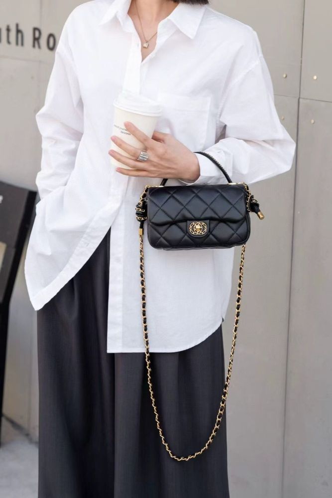 Leather Plaid Shoulder Bag