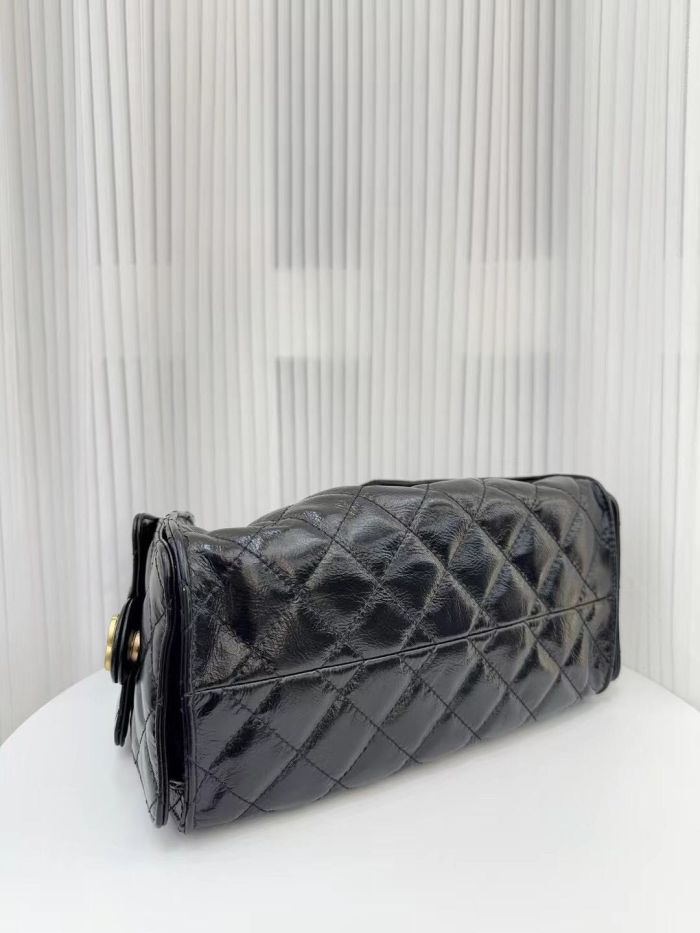 Genuine Leather Plaid  Hobo Bag