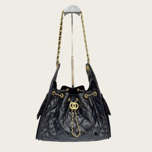 Genuine Leather Plaid  Hobo Bag