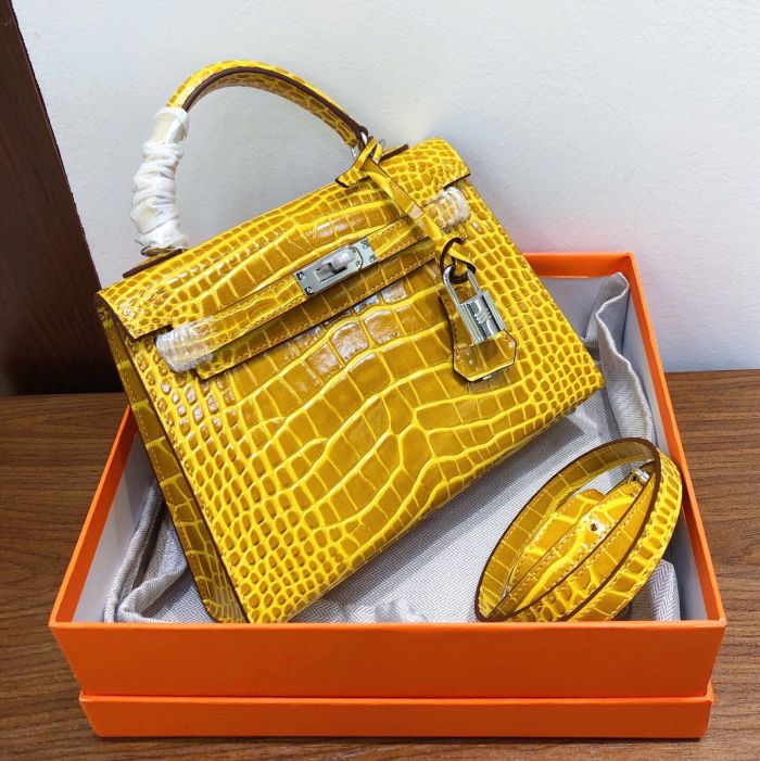 Croco Grain Tote Shoulder Bag 19cm 22cm