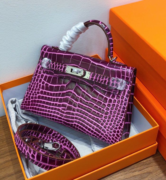 Croco Grain Tote Shoulder Bag 19cm 22cm