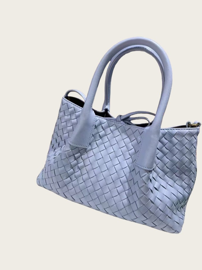 Woven Genuine Leather Tote Shoulder Bag