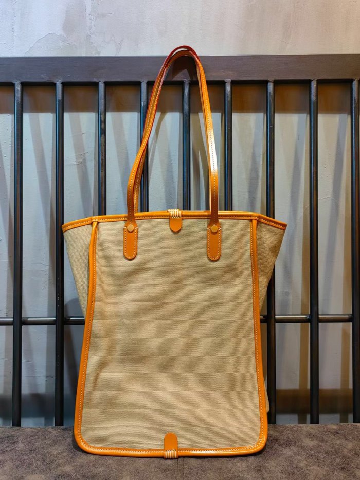 Italian Veg-Tan Leather Canvas Bag