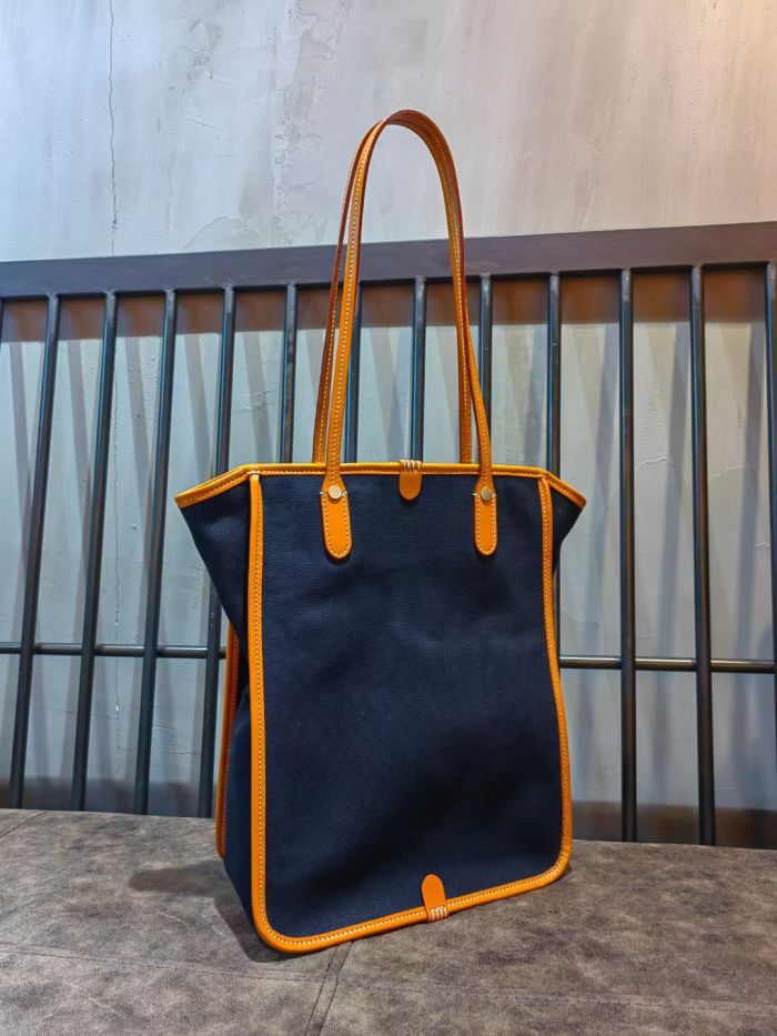 Italian Veg-Tan Leather Canvas Bag