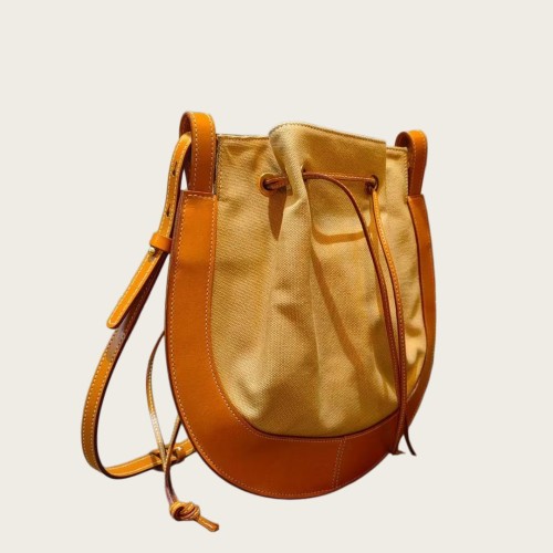 Italian Leather & Canvas Crossbody Bag