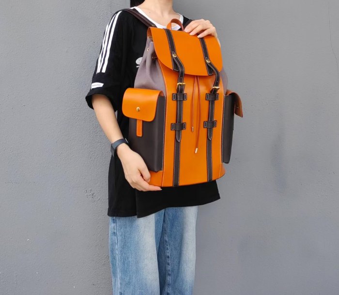 Italian Full-Grain Leather & Canvas Backpack