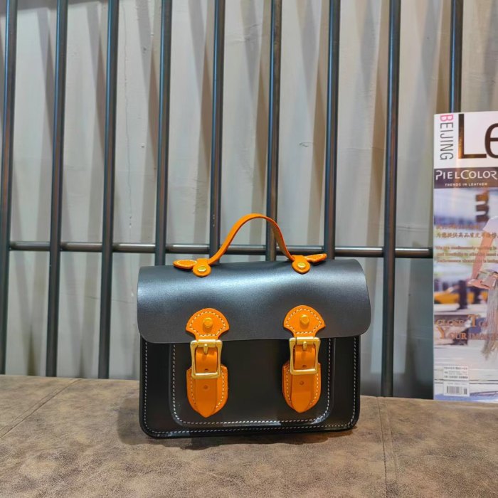 Italian Vegetable Tanned Full-Grain Leather Cambridge Satchel 2 Sizes Mini & Standard