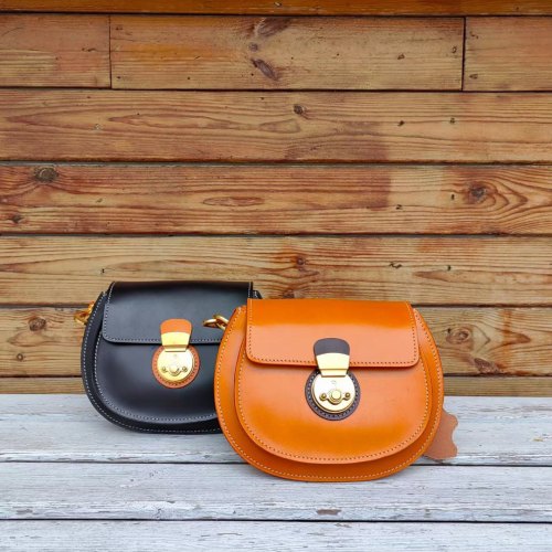 Handmade Italian Veg-Tan Leather Double Flap Saddle Bag