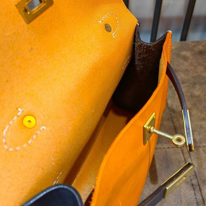 Handmade Italian Veg-Tan Leather Kelly-Style Bag
