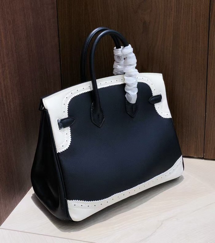 Imported Swift Calfskin Leather with Lace Trim Tote Bag