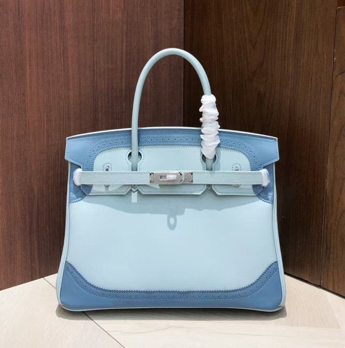 Imported Swift Calfskin Leather with Lace Trim Tote Bag