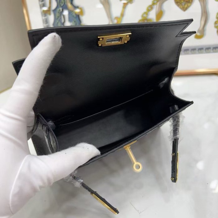 Mini Ostrich-Embossed Top-Grain Calfskin Leather Bag