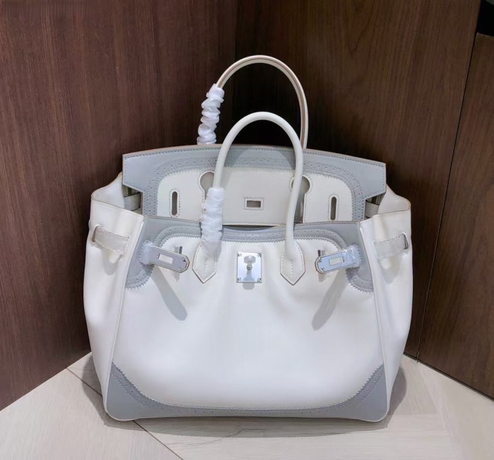 Imported Swift Calfskin Leather with Lace Trim Tote Bag