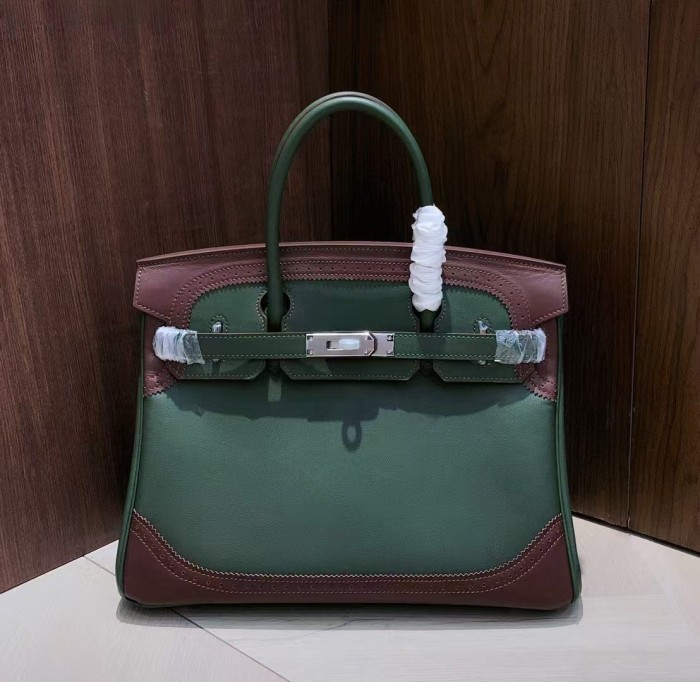 Imported Swift Calfskin Leather with Lace Trim Tote Bag