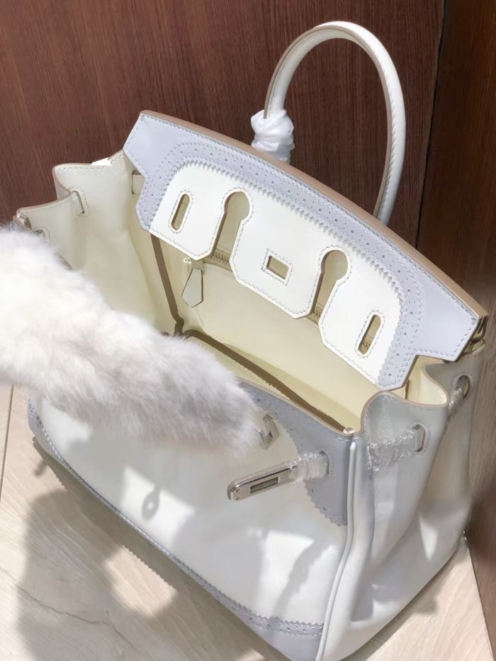 Imported Swift Calfskin Leather with Lace Trim Tote Bag