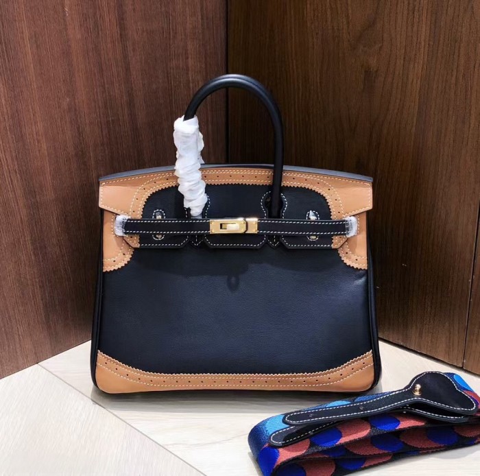 Imported Swift Calfskin Leather with Lace Trim Tote Bag