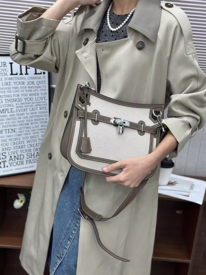 Silver Hardware Togo Leather & Canvas Bag