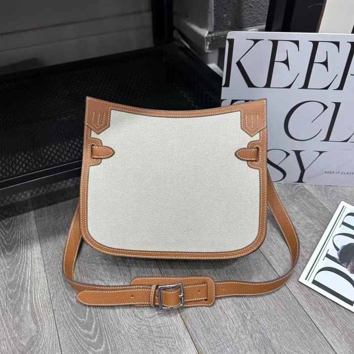 Silver Hardware Togo Leather & Canvas Bag
