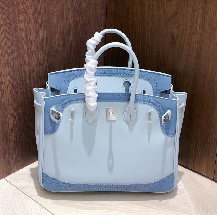 Imported Swift Calfskin Leather with Lace Trim Tote Bag
