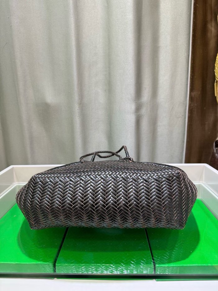 Handwoven Leather Tote Bag 48cm Large Herringbone Fishbone Weave Basket Bag