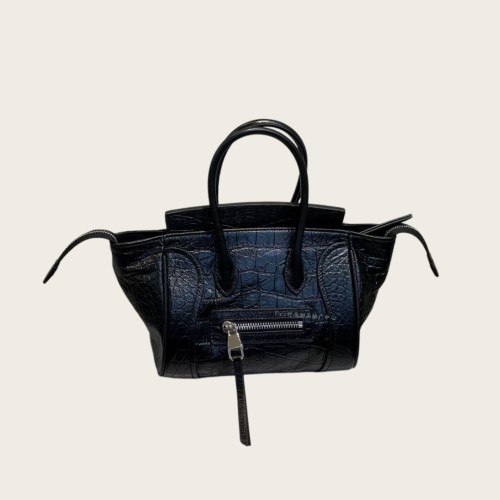Small Croco Embossed Smiley Bag