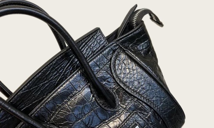 Small Croco Embossed Smiley Bag