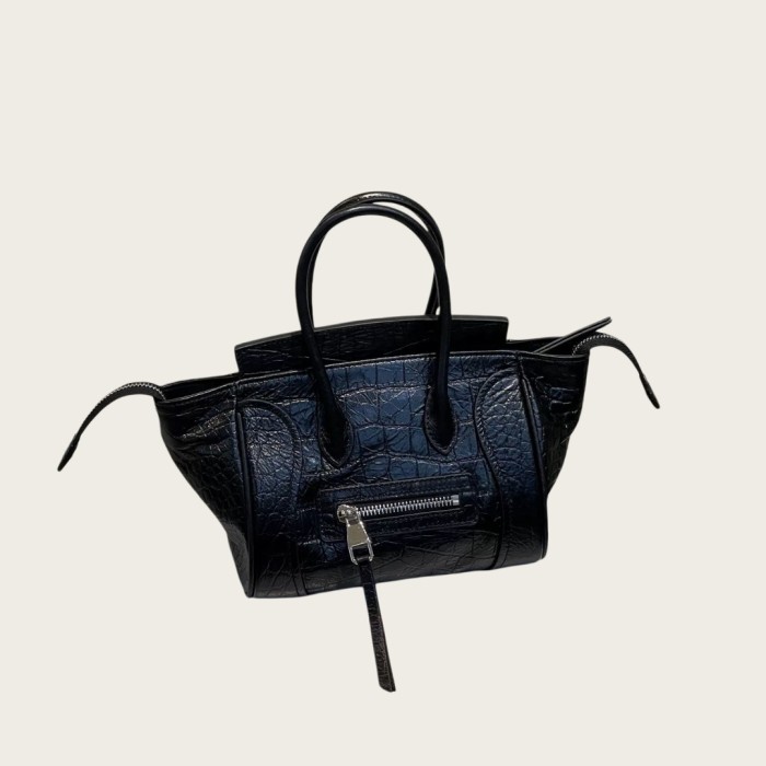Small Croco Embossed Smiley Bag