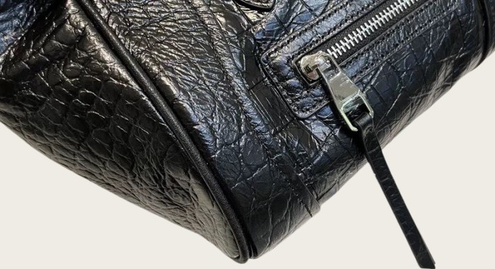 Small Croco Embossed Smiley Bag