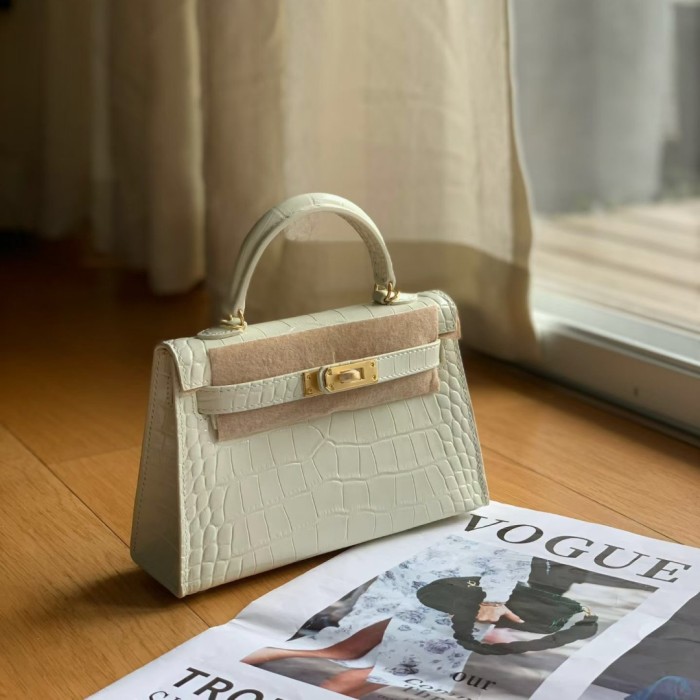 Imported Croc-Embossed Leather Bag