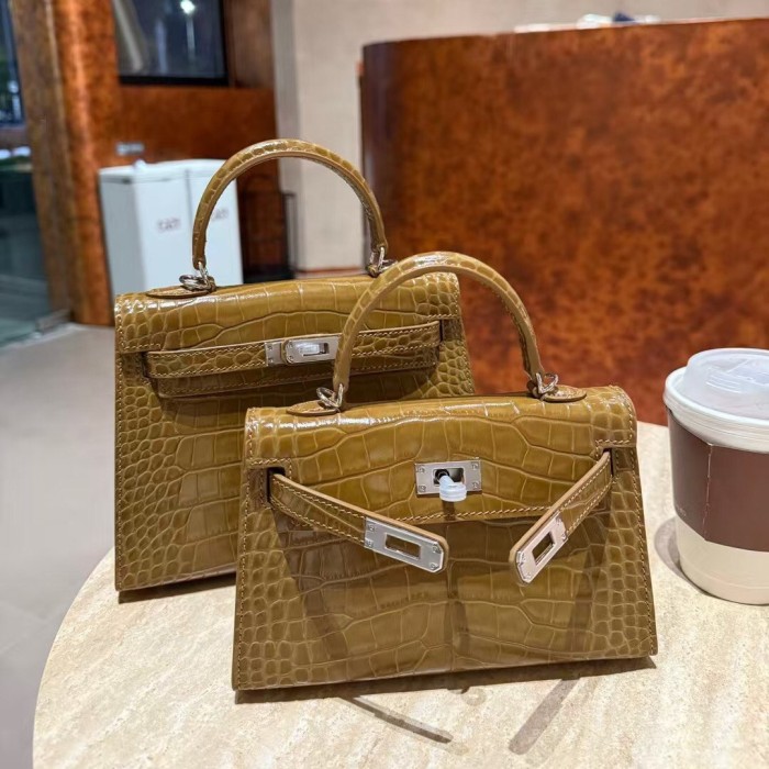 Imported Croc-Embossed Leather Bag