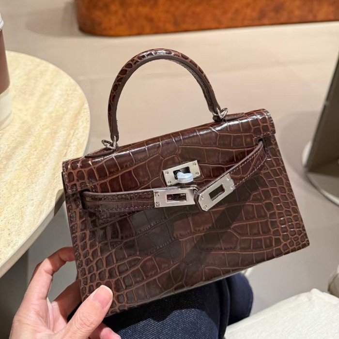 Imported Croc-Embossed Leather Bag