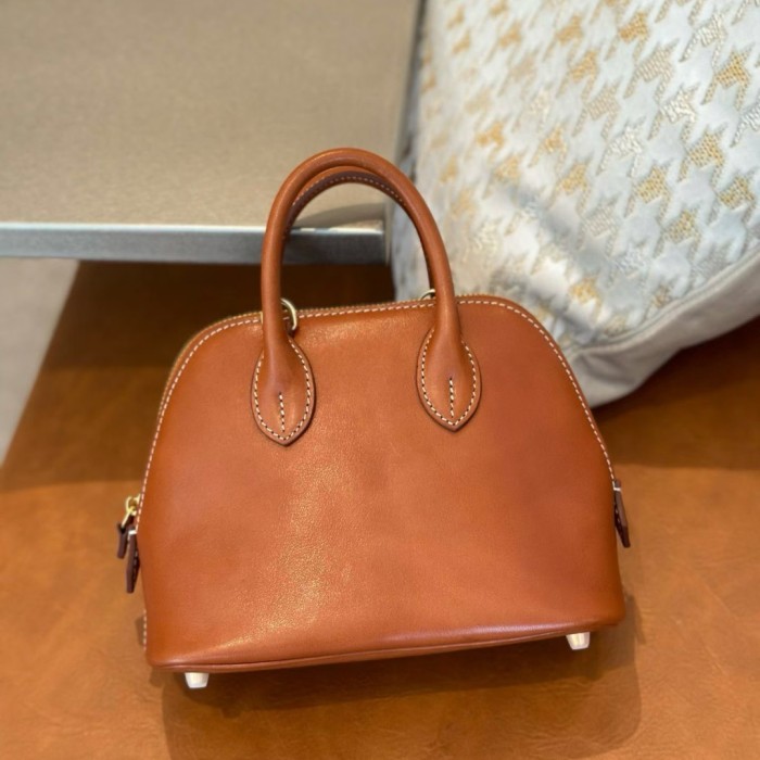 Mini Saddle Leather Bowling Shell Shoulder Bag
