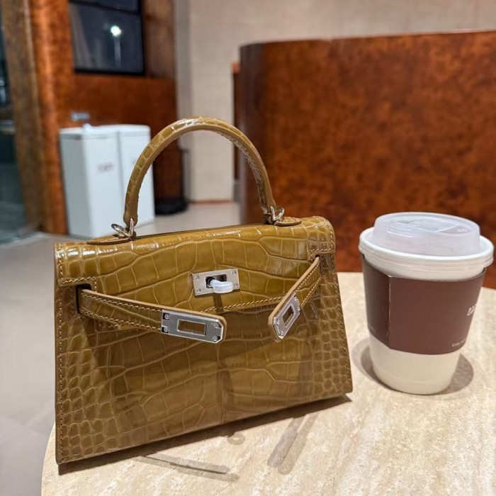 Imported Croc-Embossed Leather Bag
