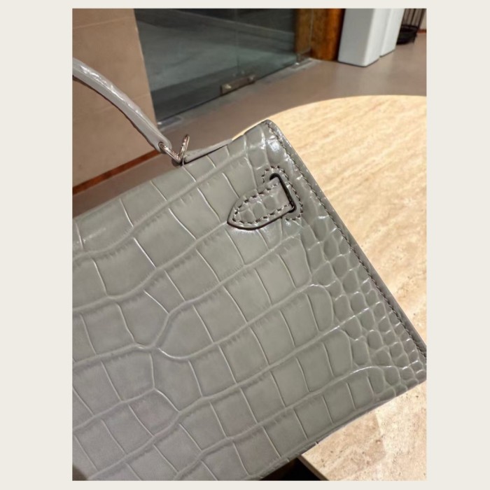 Imported Croc-Embossed Leather Bag